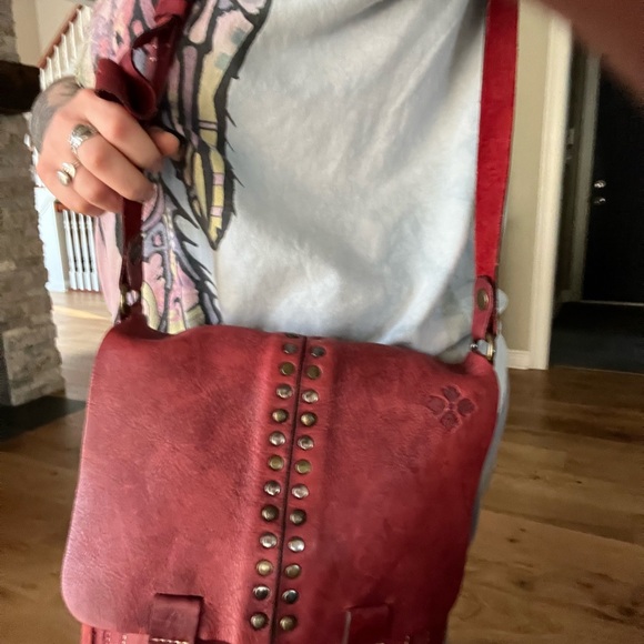 Patricia Nash Burgundy Studded Leather Crossbody Bag - Picture 4 of 4